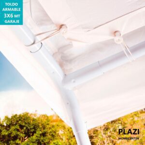 Toldo Armable 3X6 Mt Blanco Tipo Garaje Blanco Es Impermeable 100% Polietileno De Gran Capacidad. Ideal Para Instalar Un Garaje A La Intemperie. Cuenta Con Orificios En La Base De Cada Columna Para Fijar Al Suelo Y Estacas Para Una Mejor Estabilidad.