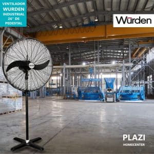 Ventilador Wurden Industrial De Pedestal 26” Negro Gif-26S: Potente, Regulable Y Duradero. Disfruta De Frescura En Grandes Espacios Con Estilo.
