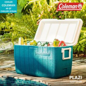 Disfruta De La Frescura En Tus Aventuras Al Aire Libre Con El Cooler Coleman 48 Qt Chiller En Azul Ocean. ¡Hazte Con El Tuyo Hoy Mismo