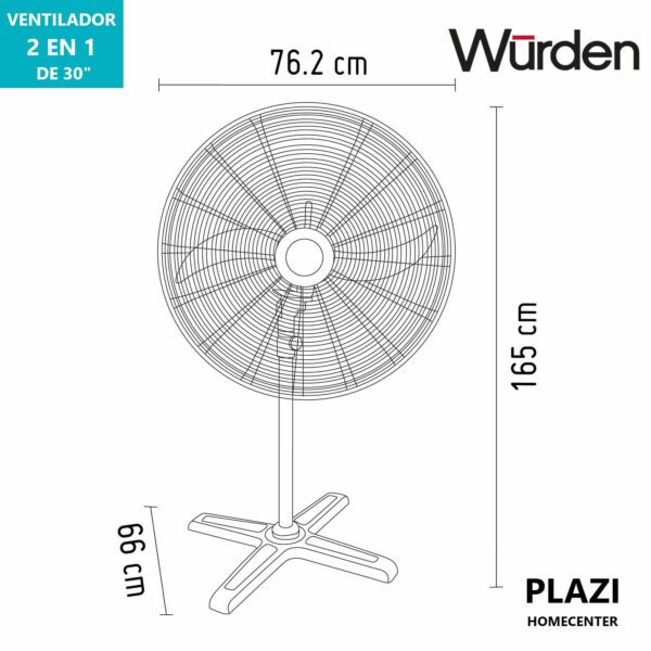 Ventilador Industrial De Pedestal Wurden Gif 30 2B2 Perfecto Para Espacios Grandes ¡Elige Calidad Y Durabilidad Con Wurden!