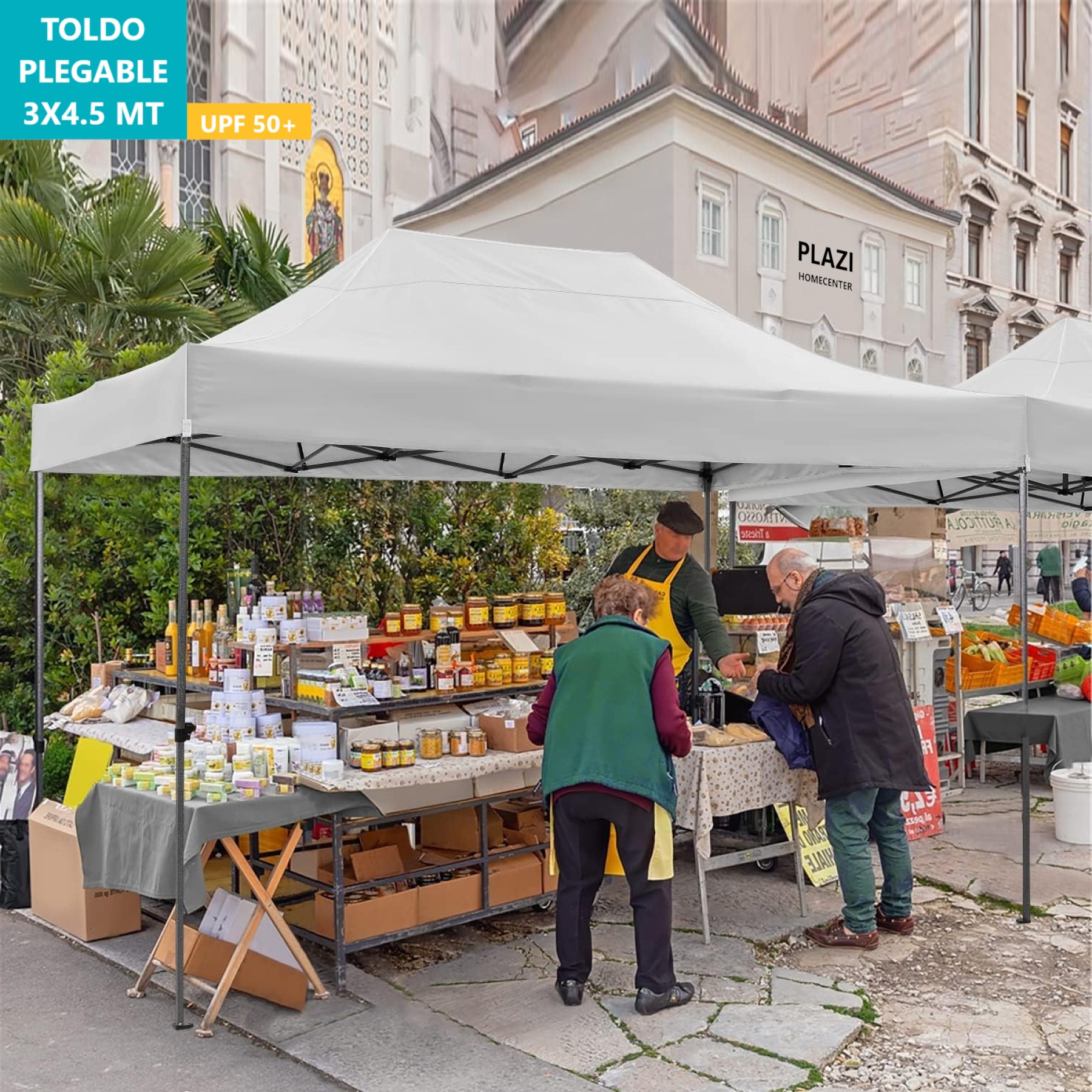 Toldo Blanco Plegable 3X4.5 Mt Impermeable Upf 50+ - Imagen 4
