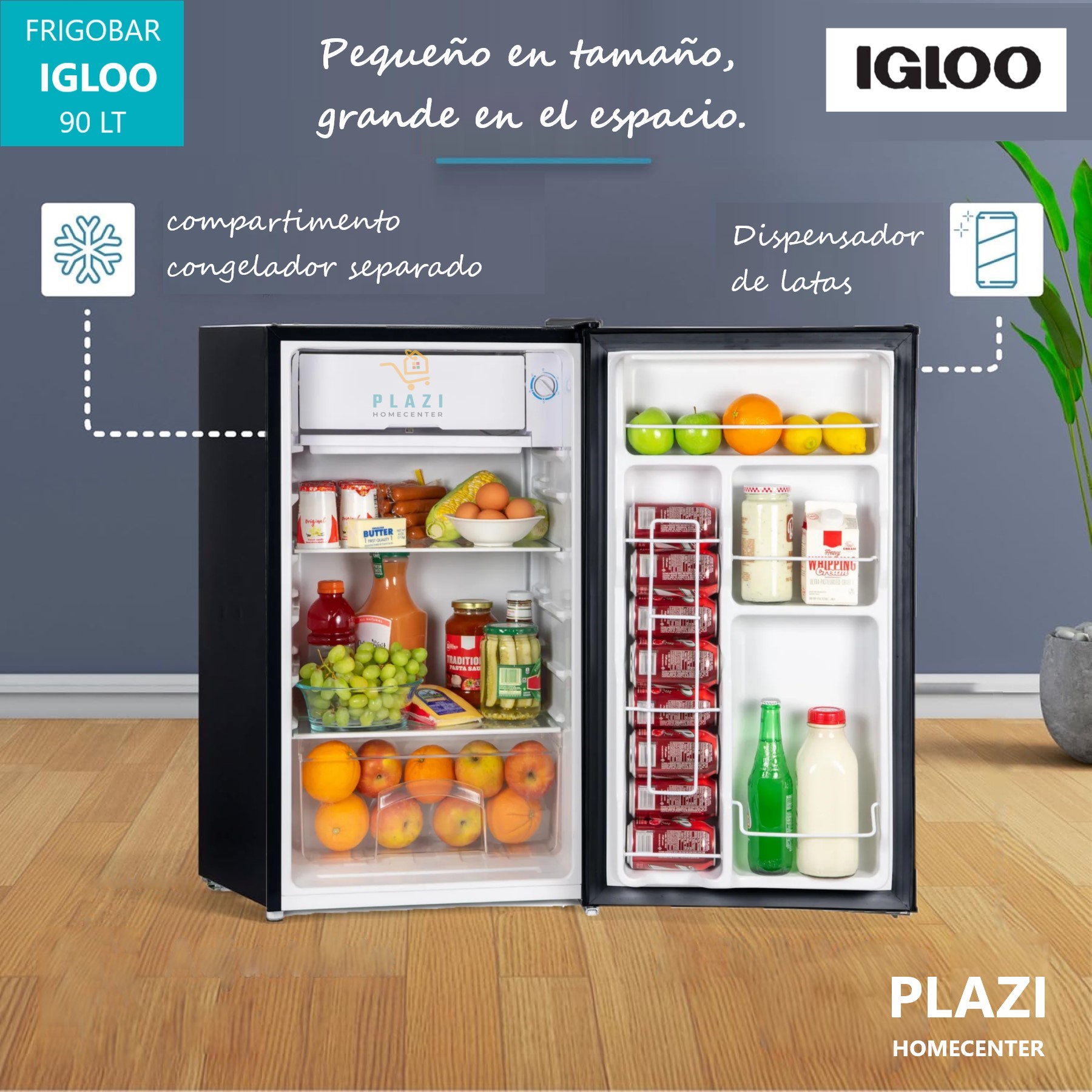Compra Frigobar Igloo 90 Lt Gris Con Congelador Y Cerradura. Diseño Compacto, Eficiente Y Seguro, Ideal Para Bebidas Y Alimentos En Cualquier Espacio.