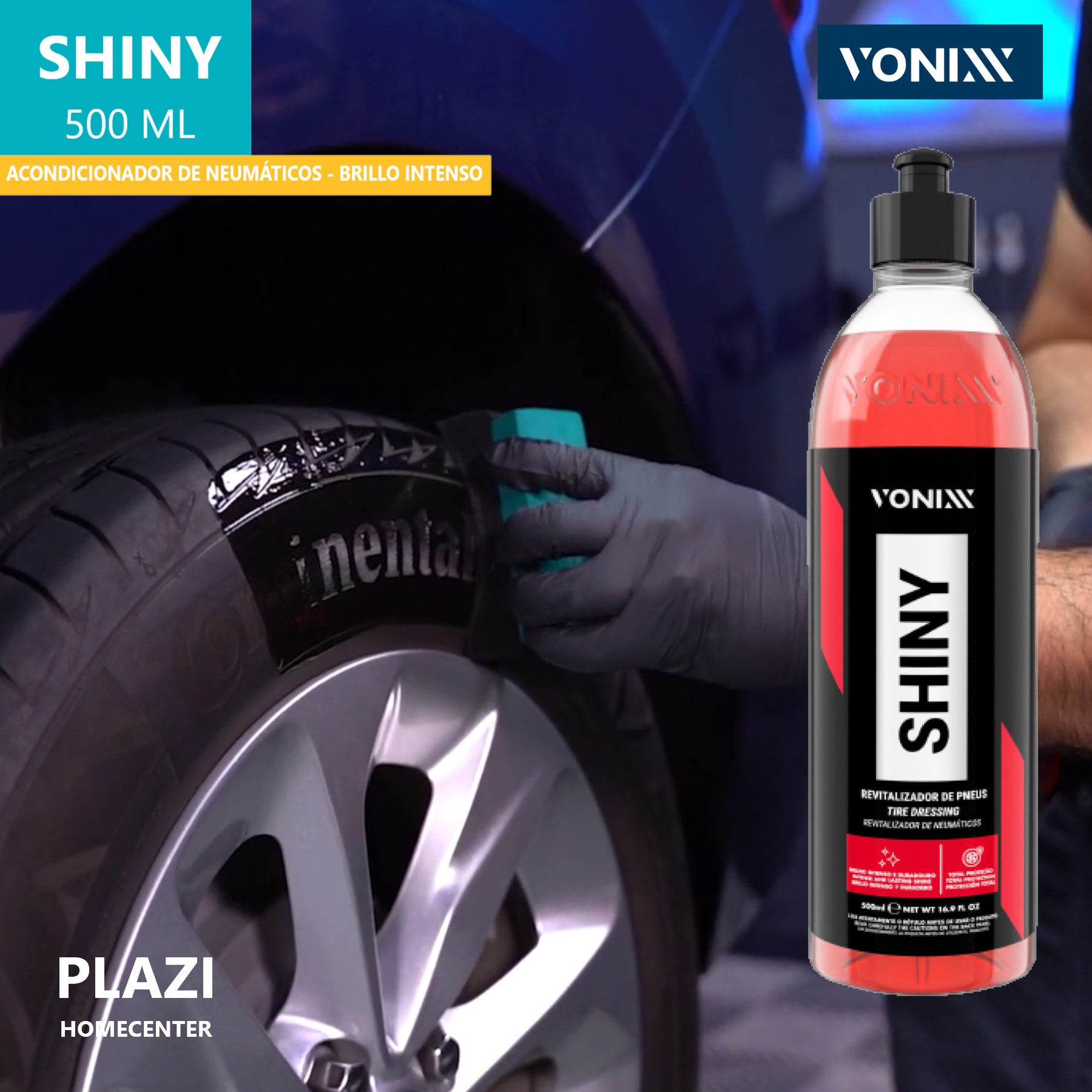 Shiny Vonixx — Abrillantador De Llantas Profesional 500 Ml Shiny Shiny Vonixx 500 Ml – Acondicionador De Neumáticos Con Brillo Negro Intenso. Protege, Hidrata Y Repele El Agua. Resultado Profesional Y Duradero.
