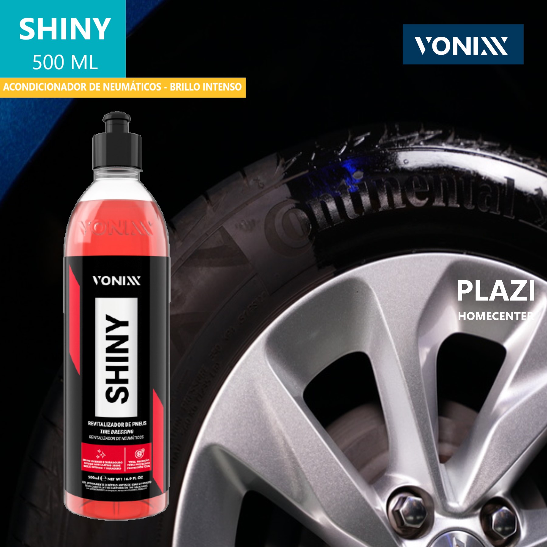 Shiny Vonixx — Abrillantador De Llantas Profesional 500 Ml Shiny Shiny Vonixx 500 Ml – Acondicionador De Neumáticos Con Brillo Negro Intenso. Protege, Hidrata Y Repele El Agua. Resultado Profesional Y Duradero.