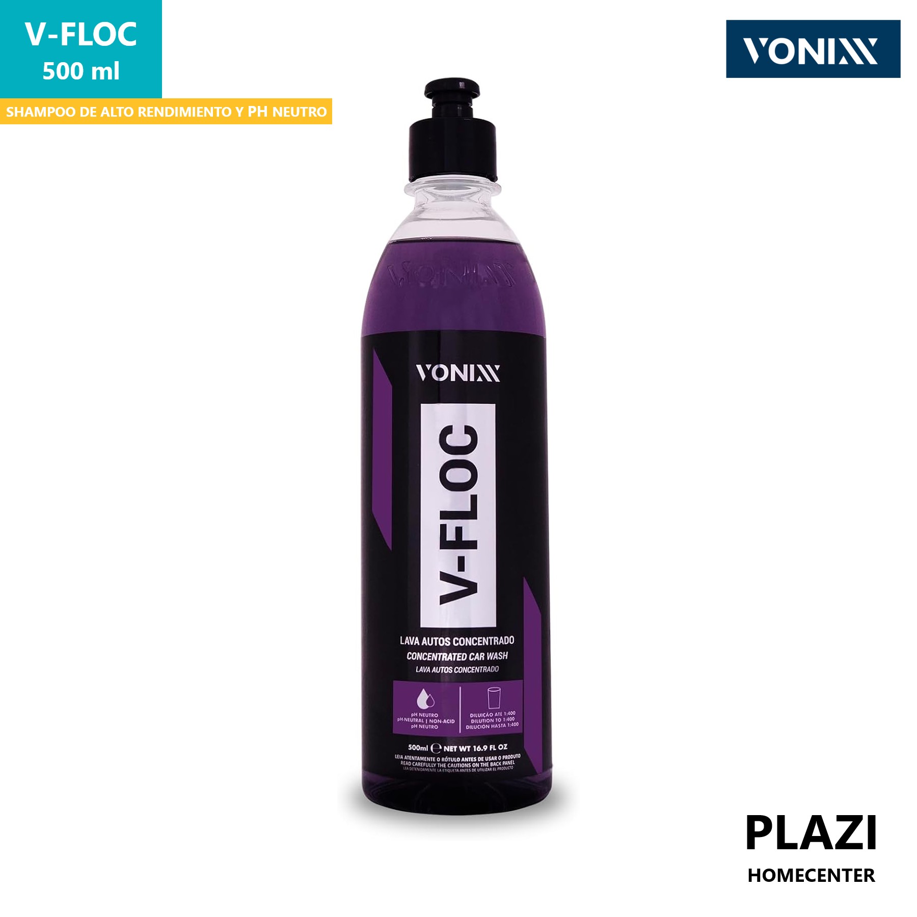 V-Floc Shampoo Para Autos Ph Neutro 500 Ml – Vonixx V-Floc V-Floc Shampoo Para Autos Ph Neutro Y Alto Rendimiento - Vonixx Lava, Protege Y Da Brillo Sin Rayar. Ideal Para Detailing Y Uso Doméstico.