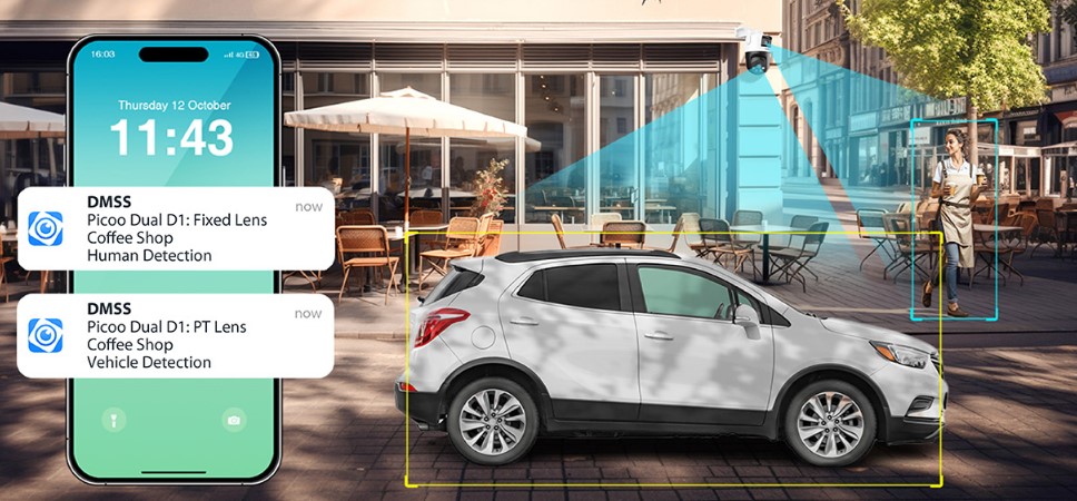 Dahua Camara 5+5Mp Outdoor Wi-Fi Dual-Lens Dahua Dahua, Consta De Cámaras Equipadas Con Lentes Fijas Y Lentes Pt. La Cámara También Activa Alarmas Sonoras Y Luminosas Al Detectar Una Intrusión