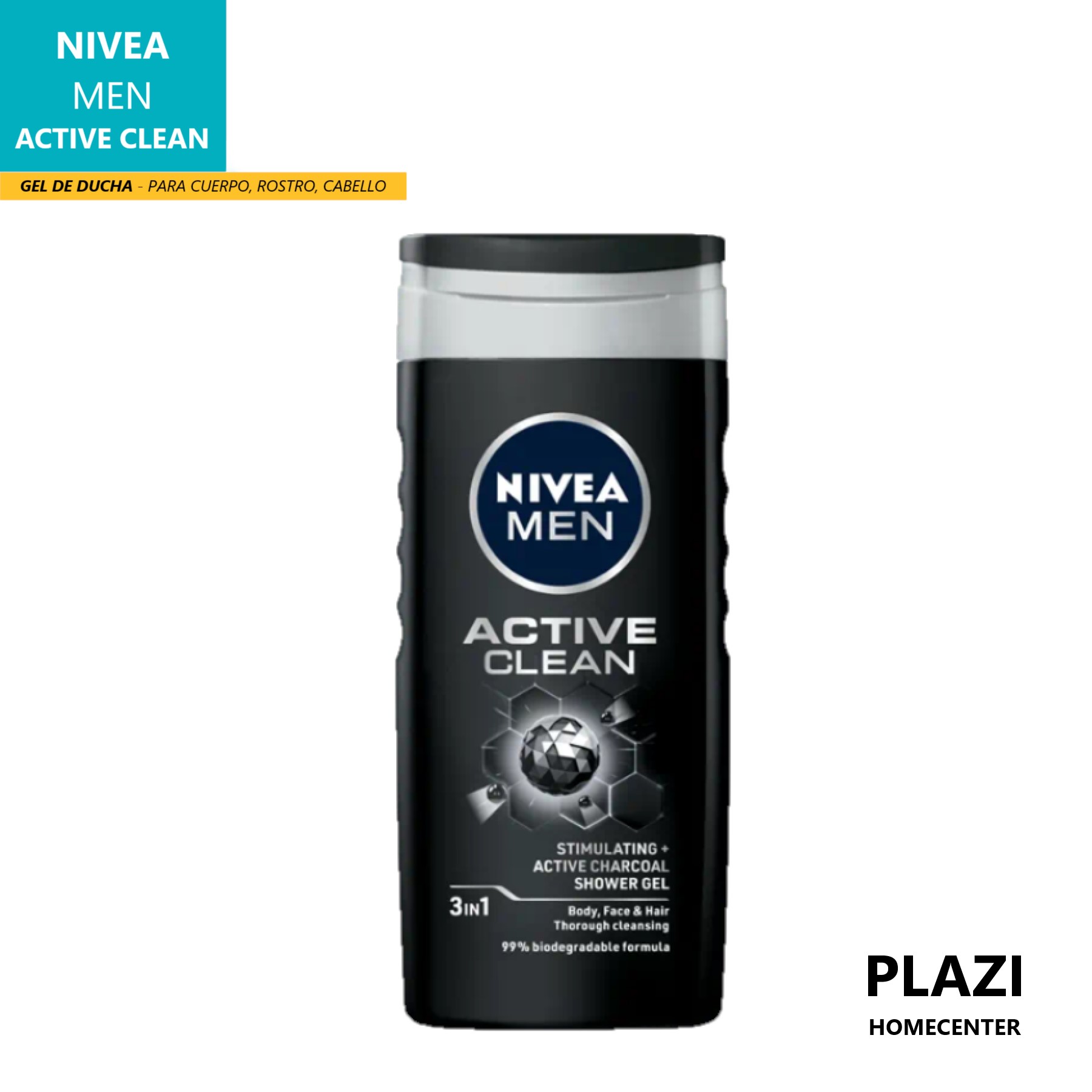 Gel De Ducha Nivea Men 3 En 1 Gel De Ducha Nivea Men Active Clean Gel De Ducha Es Un Gel De Limpieza 3 En 1 Con Carbón Activo. Limpieza Profunda, Frescura Total Y Cuidado Diario En Un Solo Producto.